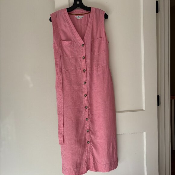 Boden Catriona Sleeveless Linen Midi Dress in Dusty Pink Size US 8 Reg - Picture 4 of 6